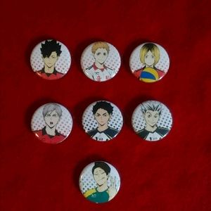 Handmade Anime Haikyuu button pins Set of 7!